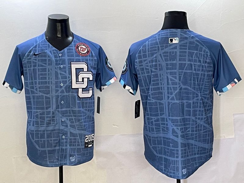 Men Washington Nationals Blank Blue Joint Name Nike 2025 MLB Jersey style 3